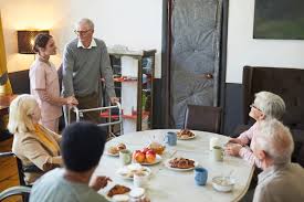 senior people enjoying breakfast