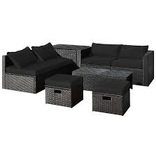 gymax 8 pieces rattan patio sectional