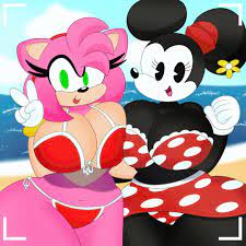 Minnie Mouse and Amy rose boob press on the beach by 3barts | Scrolller