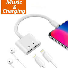 Lighting Splitter Adapter Cone 2 In 1 Dual Lighting Headphone Audio And Charge Adapter Compatible Ios 11 Ios 12 White Headphones