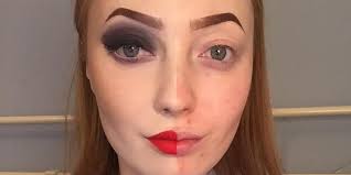 this woman s half makeup selfie has the