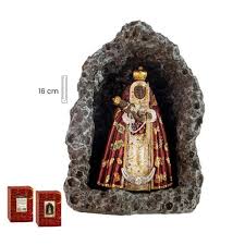 Virgen de la Candelaria dentro de cueva, figura resina