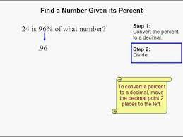 find a number given its percent you