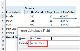 excel pivot table calculated field