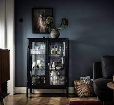 FabrikÖr Glass Door Cabinet Black Blue