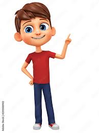 character cartoon boy points his finger