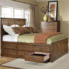 Intercon Oak Park OP-BR-5856QS-MIS-C Mission Queen Panel Bed with Twelve Underbed Storage Drawers | Wayside Furniture & Mattress | Bed - Headboard & Footboard