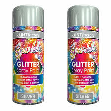 2x Silver Glitter Spray Paint Hobby