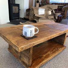 Rustic Pinewood Coffee Table Side Table
