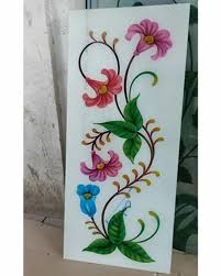 Polished Fl Printed Glass Painting