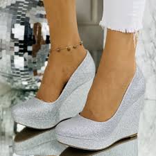 Pantofi Dama cu Platforma Argintii din Glitter Aurory