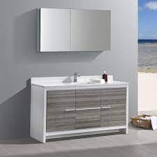 Whether you're in the market for a double sink vanity, small bathroom vanities, a vanity single sink, bathroom vanities with tops, or a floating bathroom vanity, there's something for every bathroom aesthetic. Fvn8119ha S Allier Rio 60 Inch Ash Gray Single Sink Modern Bathroom Vanity With Faucet And Medicine Cabinet