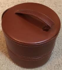 genuine leather round jewelry box