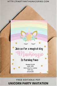 Unicorn Birthday Invitations Free Printable Party With