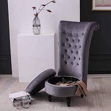 Check spelling or type a new query. Amazon Com Paddie Throne Chair Tufted Vanity Chair Velvet Accent Chair Royal High Back Wing With Storage For Bedroom Living Room Dark Grey Home Kitchen