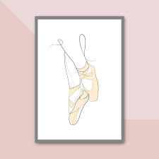 Ballet Shoe Abstract One Line Drawing