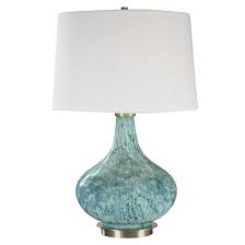Blue Gray Mottled Glass Lamp