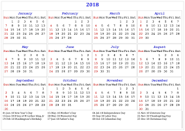 Printable Calendar Usa 2018 Printable Calendar 2019