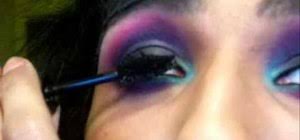 black fuchsia blue makeup look
