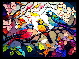 Colorful Bird Stained Glass Pattern