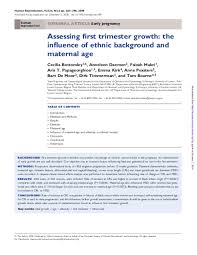 Pdf Assessing First Trimester Growth The Influence Of