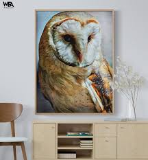 Barn Owl Painting Print Framed Small