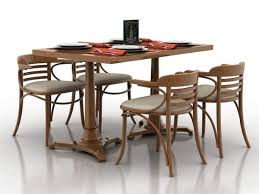 wooden simple dining table set free 3d