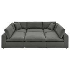 Modway Commix Down Filled Overstuffed 6 Piece Sectional Sofa Gray
