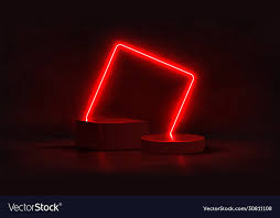abstract neon banner with pedestal