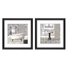 2 Piece Framed Grey Bathroom Wall Art 11