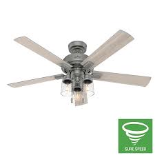 Hunter Hartland 52 In Matte Silver Led Indoor Ceiling Fan With Light Kit 5 Blade In The Ceiling Fans Department At Lowes Com