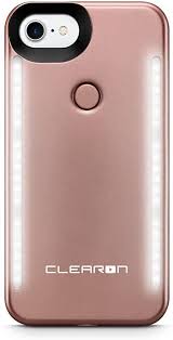 Amazon Com Clearon Selfie Light Case For Iphone 7 Iphone 8 Dual Led Illuminated Light Up Cover Front Back Luminous Adjustable Flash Cell Phone Case Rechargeable Rose Gold Electronics