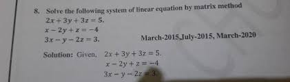 Linear Equation By Matrix Method 2x 3y