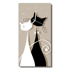 Glass Wall Clock Cats Tulup Co Uk