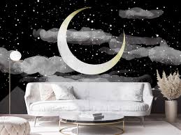 Wall Mural Night Sky Landscape With