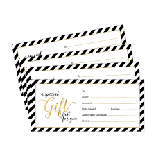 25 4x9 Gold Blank Gift Certificate Cards Vouchers For Holiday Christmas Birthday Holder Small Business Restaurant Spa Beauty Makeup Hair Salon