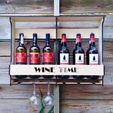 Hanging Wooden Wine Rack With Glass