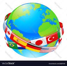 a earth globe with flags of countries