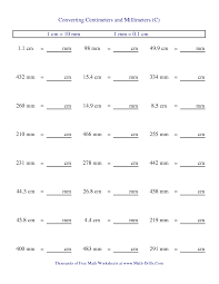Measurement Worksheet Metric Conversion Of Centimeters