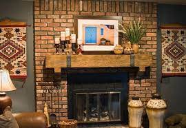 red brick fireplace mantel pic
