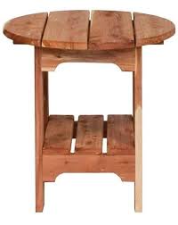 Cedar Wood Round End Table With Shelf