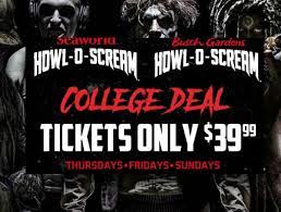 howl o scream college deal for busch