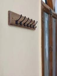 Brown Wooden Wall Clothes Hanger For
