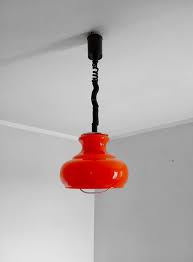 Vintage Red Glass Pendant Lamp Mid