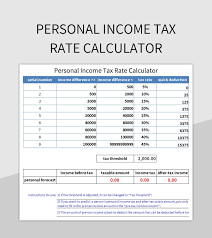 free income tax rates templates for