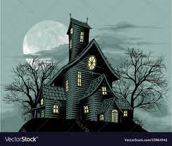 creepy haunted ghost house scene