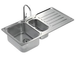 kitchen sink with double bowl tap and