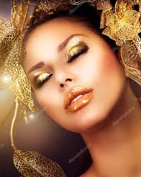 fashion glamour makeup holiday gold