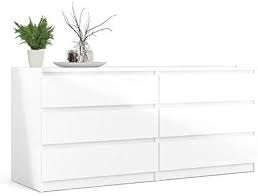 Dressers are an integral part of any functional bedroom. Amazon Com Levan Home 6 Drawer Double Bedroom Dresser In White High Gloss Furniture Decor