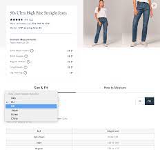 e commerce size guide examples